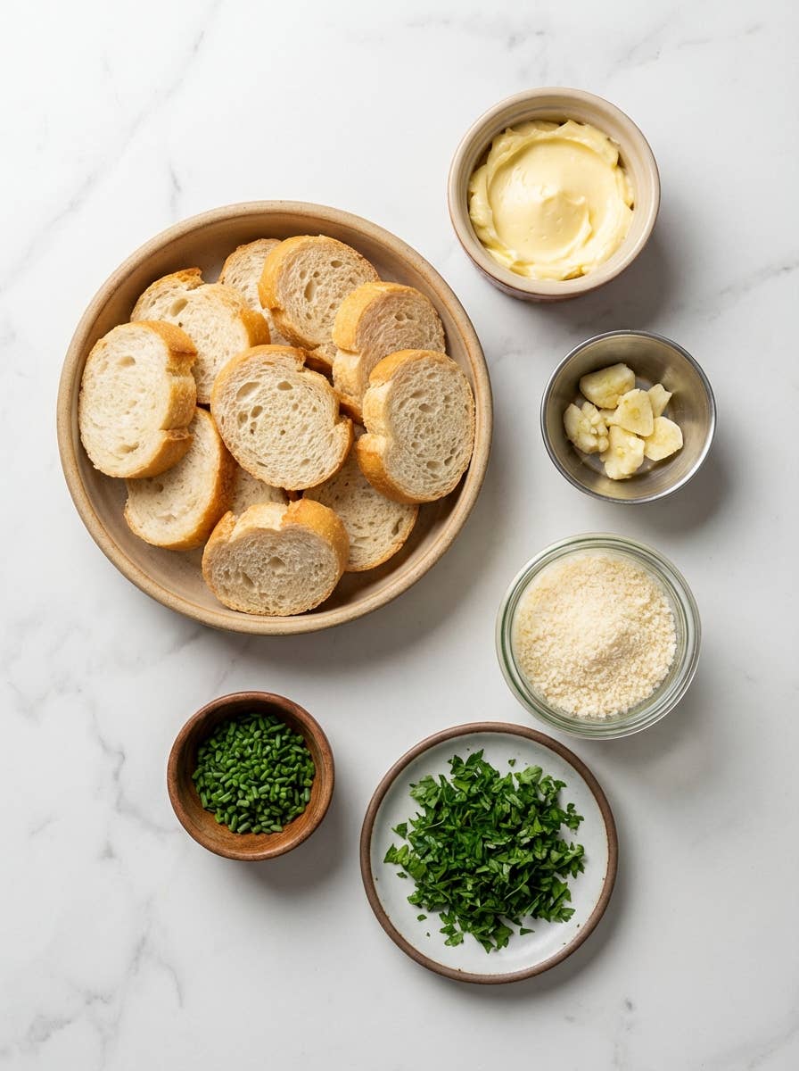 Parmesan and Herb Garlic Crostini baguette (Ingredients)
